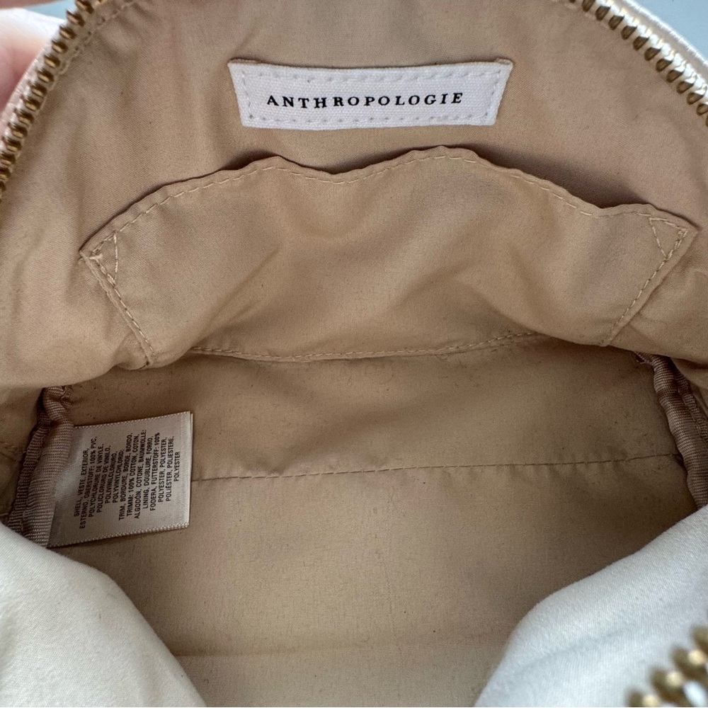 Anthropologie Dome Cosmetic Pouch Blush Pink Pebbled Vegan Leather Large Tassels - Picture 8 of 11